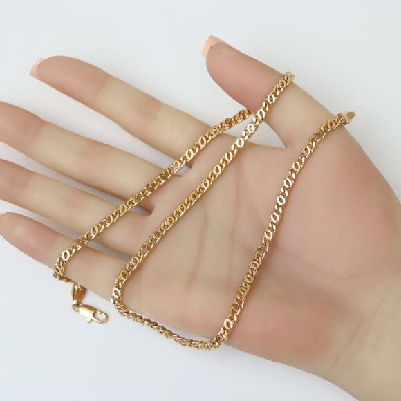 Elegant Rose Gold Necklace with Polished Oval Chain Design, XPNL0194 - Picture 2 of 12